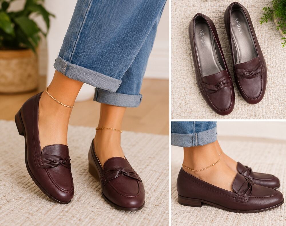 Array Plum Wine Red Leather Penny Loafers Comfort Shoes Women’s 11N Narrow